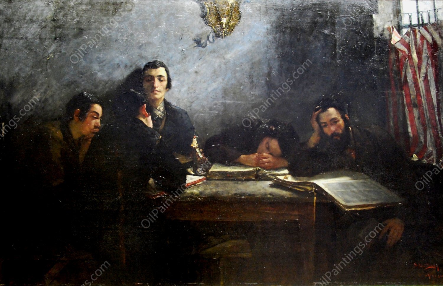 Talmudists School by Samuel Hirszenberg - Hand-Painted Oil Painting Reproduction