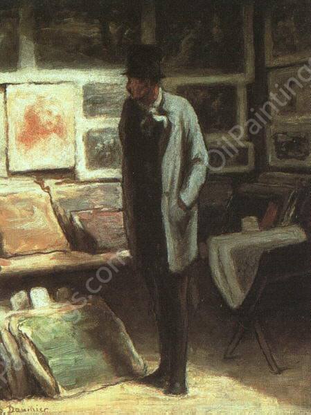 The Print Collector by Honore Daumier - Hand-Painted Oil Painting Reproduction