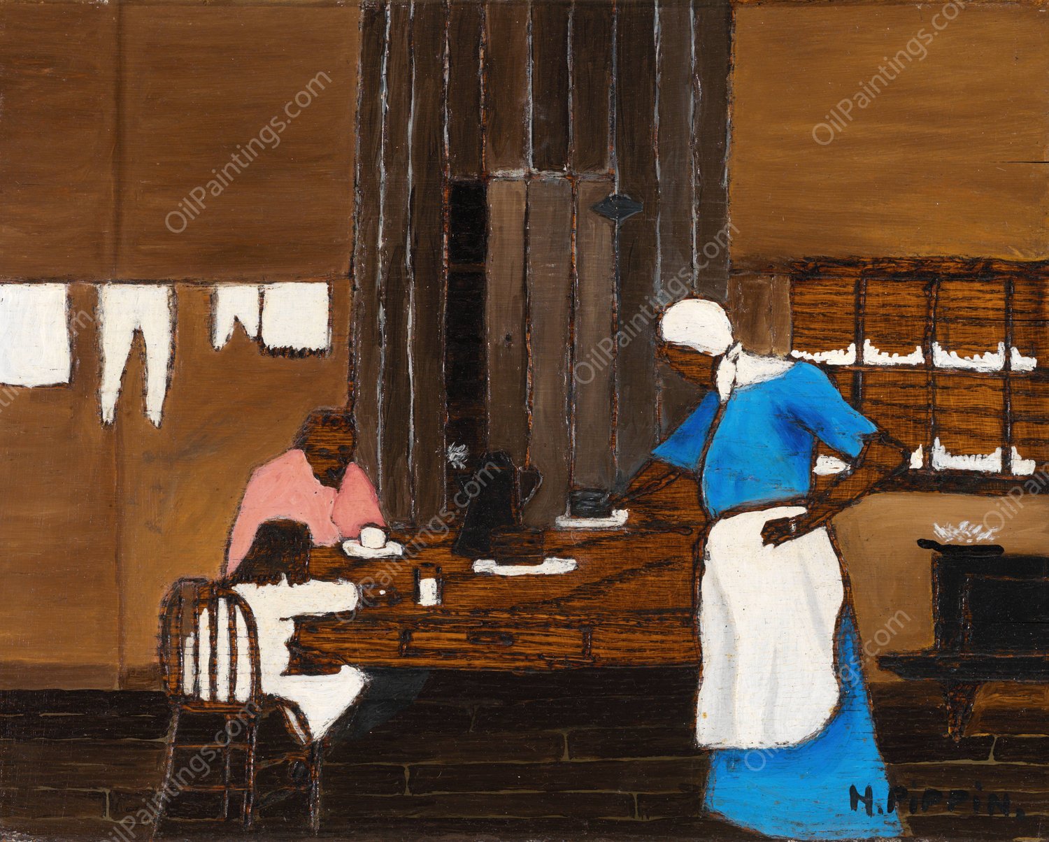 Supper Time  by Horace Pippin - Hand-Painted Oil Painting Reproduction