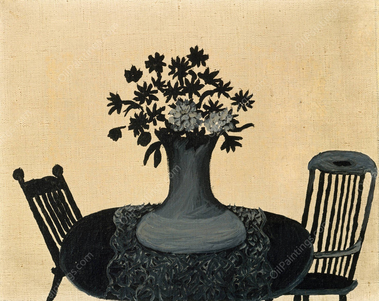 Table and Two Chairs  by Horace Pippin - Hand-Painted Oil Painting Reproduction