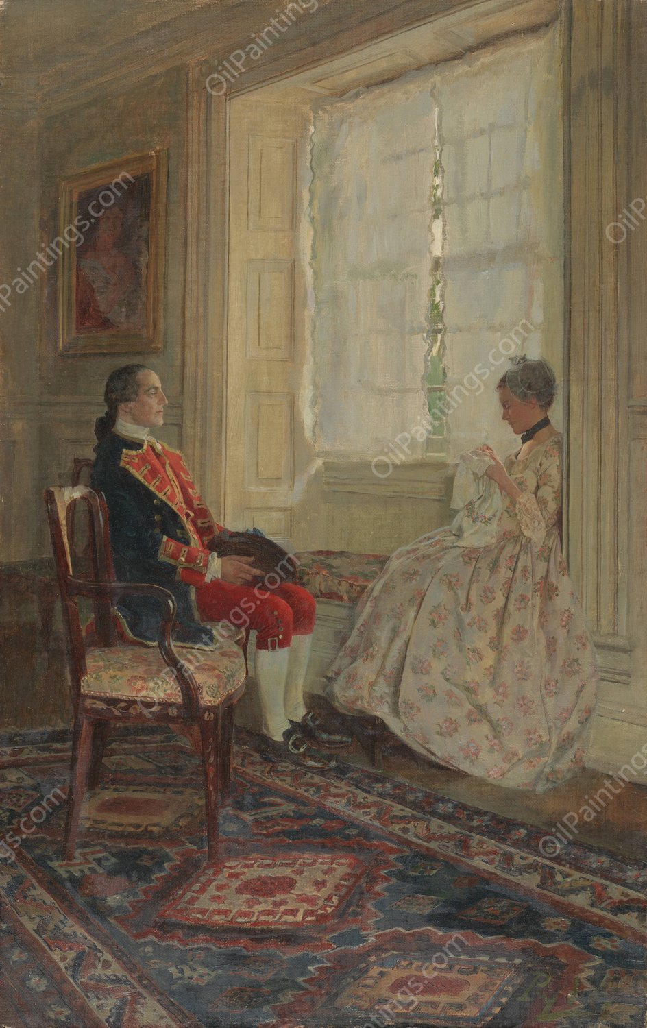 Washington And Mary Philipse  by Howard Pyle - Hand-Painted Oil Painting Reproduction