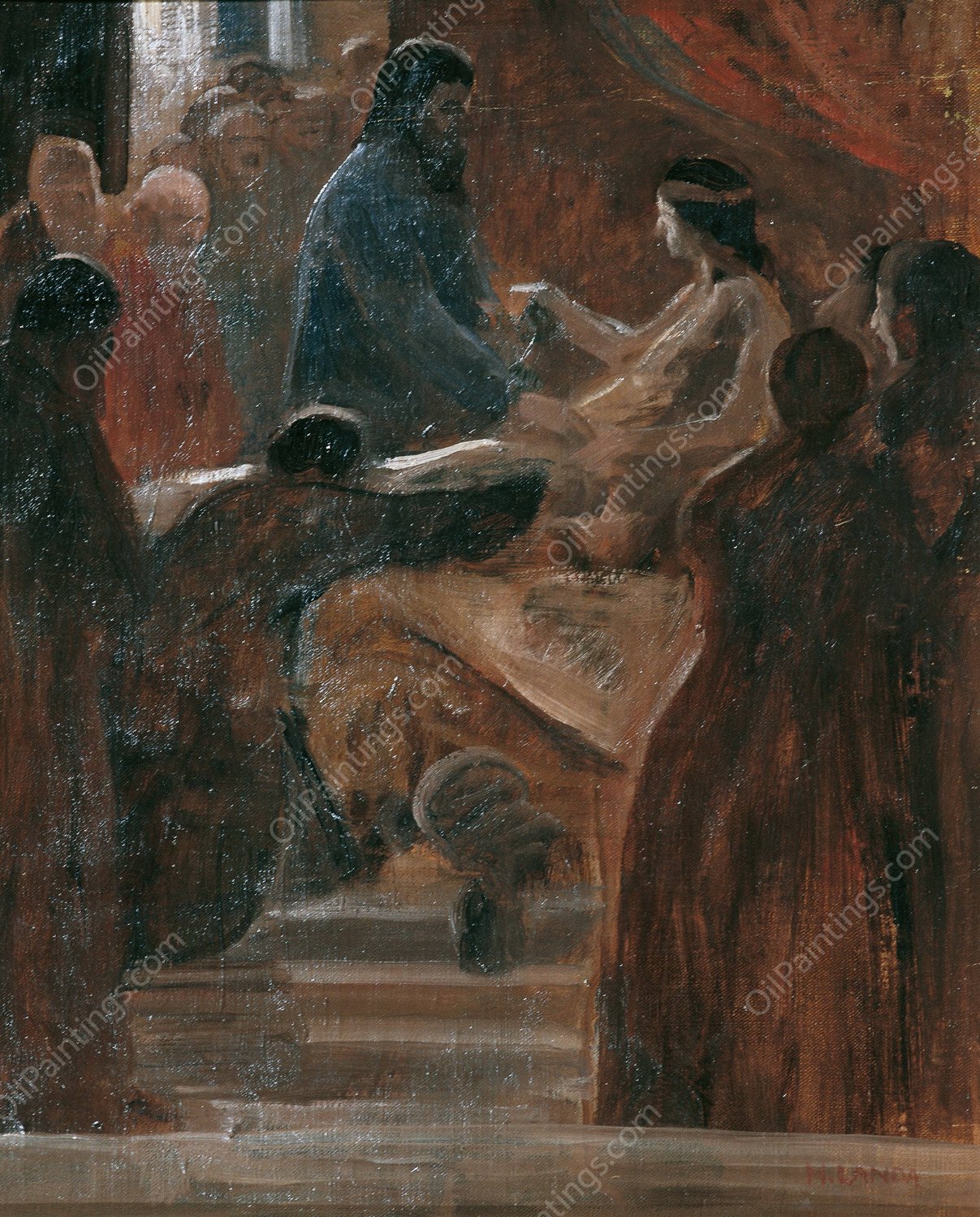 Auferweckung der Tochter des Jairus  by Hubert Landa - Hand-Painted Oil Painting Reproduction