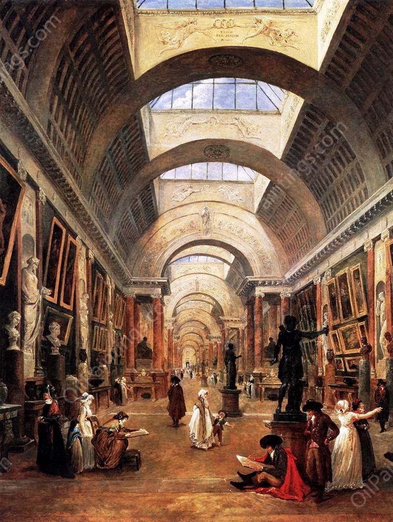 Design for the Grande Galerie in the Louvre Detail by Hubert Robert - Hand-Painted Oil Painting Reproduction