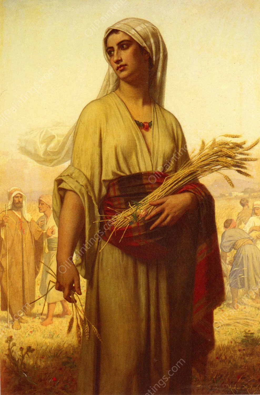 Ruth in the Fields by Hughes Merle - Hand-Painted Oil Painting Reproduction
