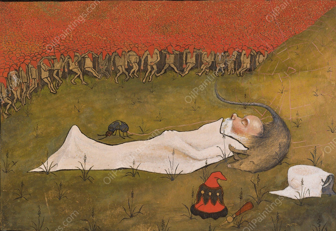 King Hobgoblin Sleeping  by Hugo Simberg - Hand-Painted Oil Painting Reproduction