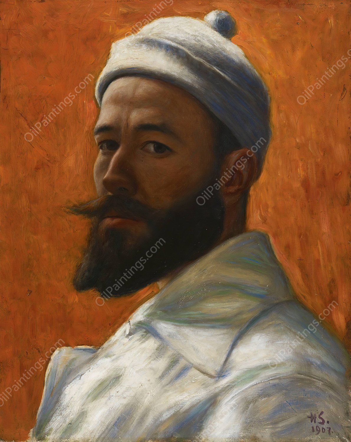 Self-Portrait  by Hugo Simberg - Hand-Painted Oil Painting Reproduction