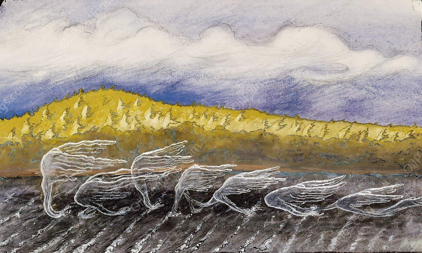 The Wind Blows  by Hugo Simberg - Hand-Painted Oil Painting Reproduction