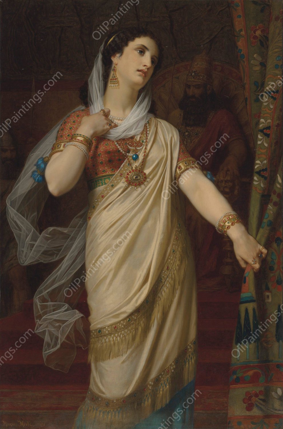 Esther  by Hugues Merle - Hand-Painted Oil Painting Reproduction