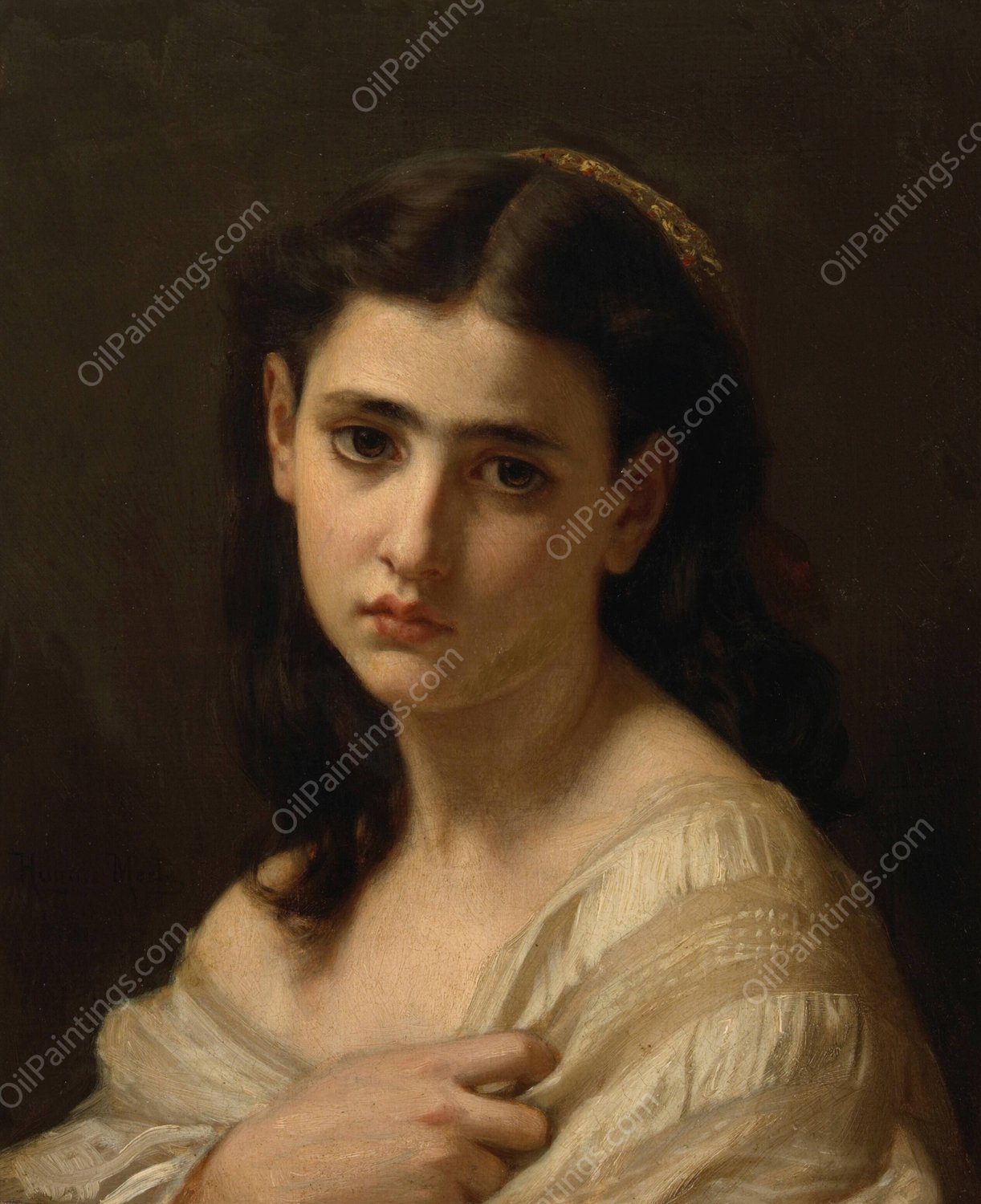 Thoughts far away  by Hugues Merle - Hand-Painted Oil Painting Reproduction