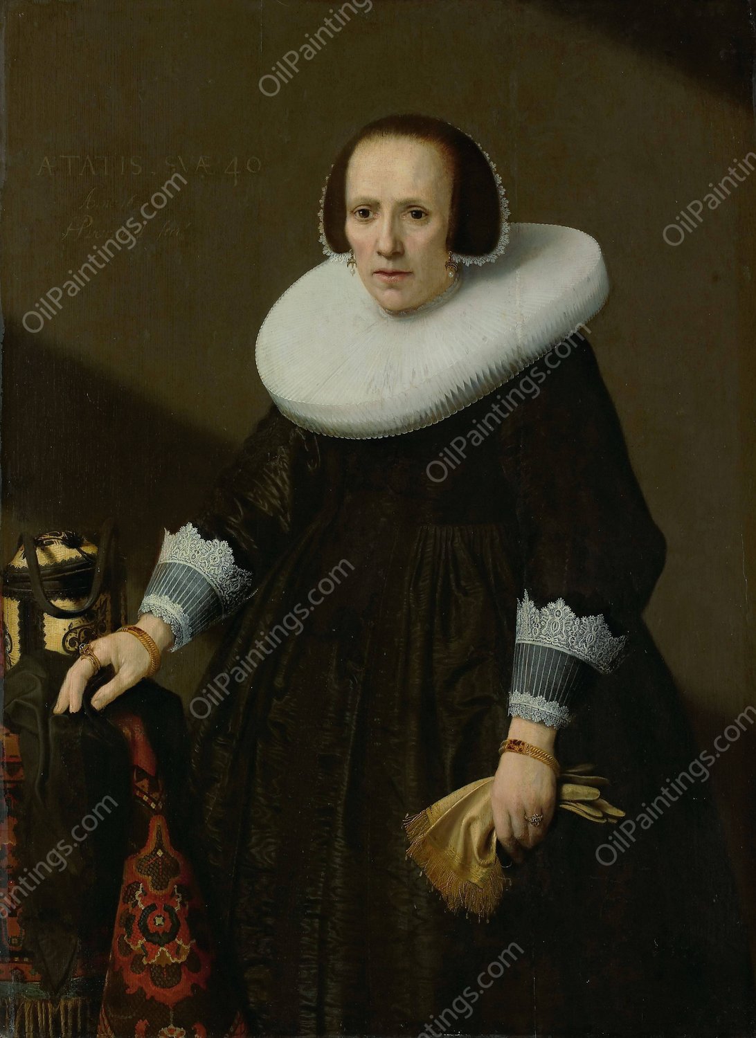 Portrait of Geertruyd Reael, Wife of Philips Denijs  by Huygh Pietersz Voskuyl - Hand-Painted Oil Painting Reproduction