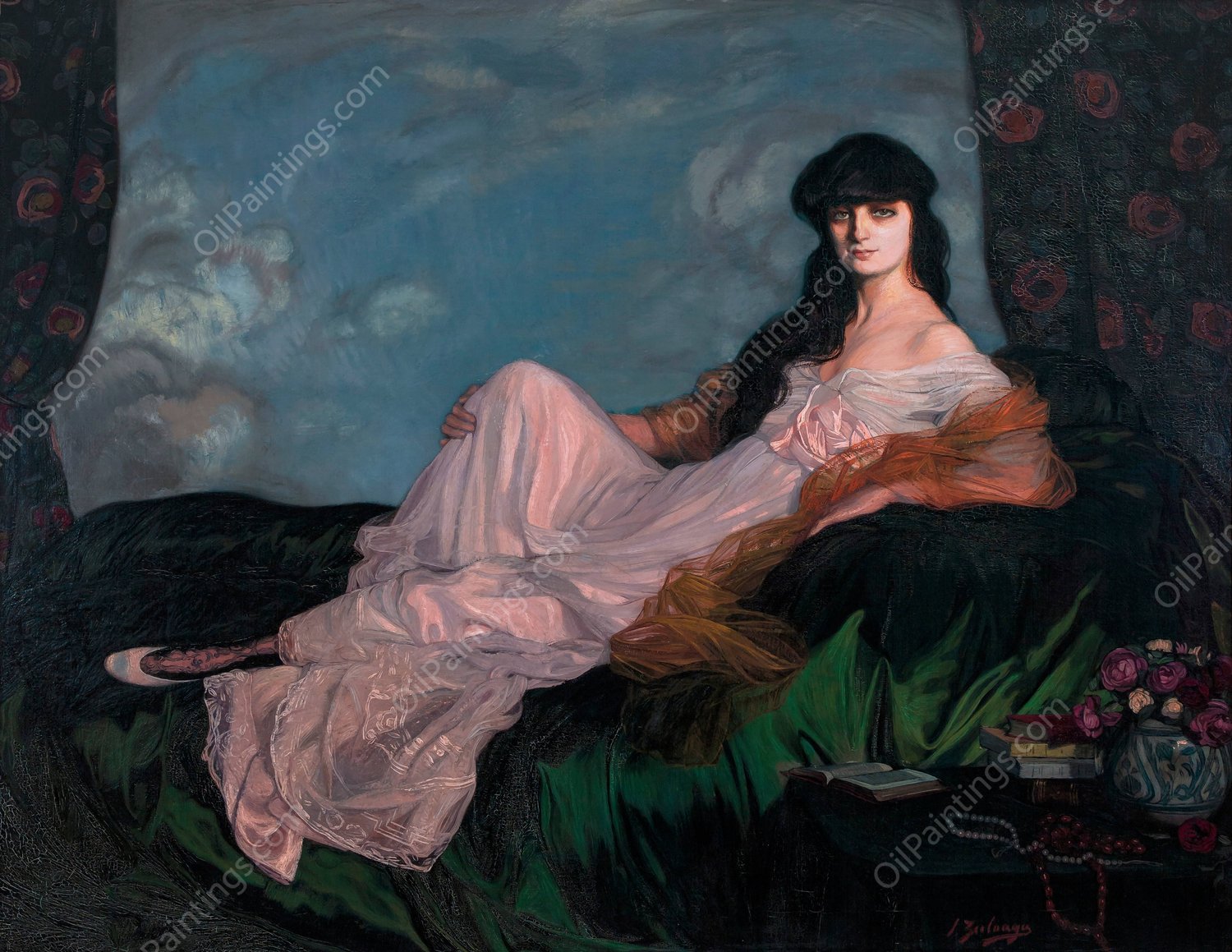 Countess Mathieu de Noailles, Anna Elisabeth de Brancovan  by Ignacio Zuloaga - Hand-Painted Oil Painting Reproduction