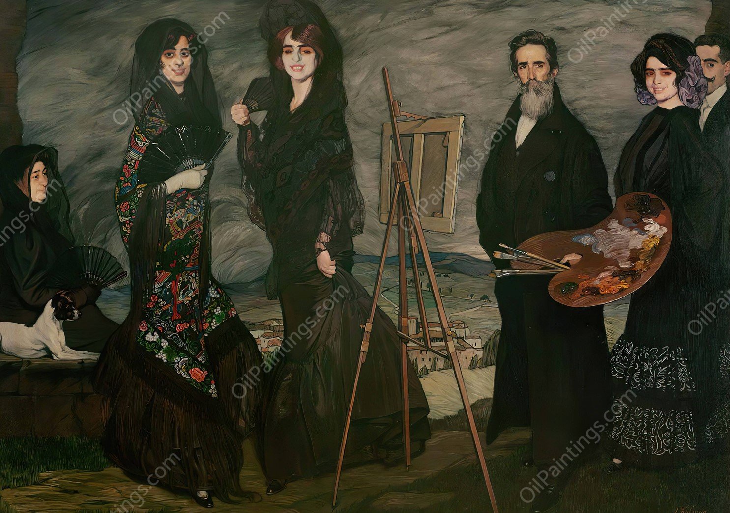 My Uncle Daniel and his Family  by Ignacio Zuloaga - Hand-Painted Oil Painting Reproduction