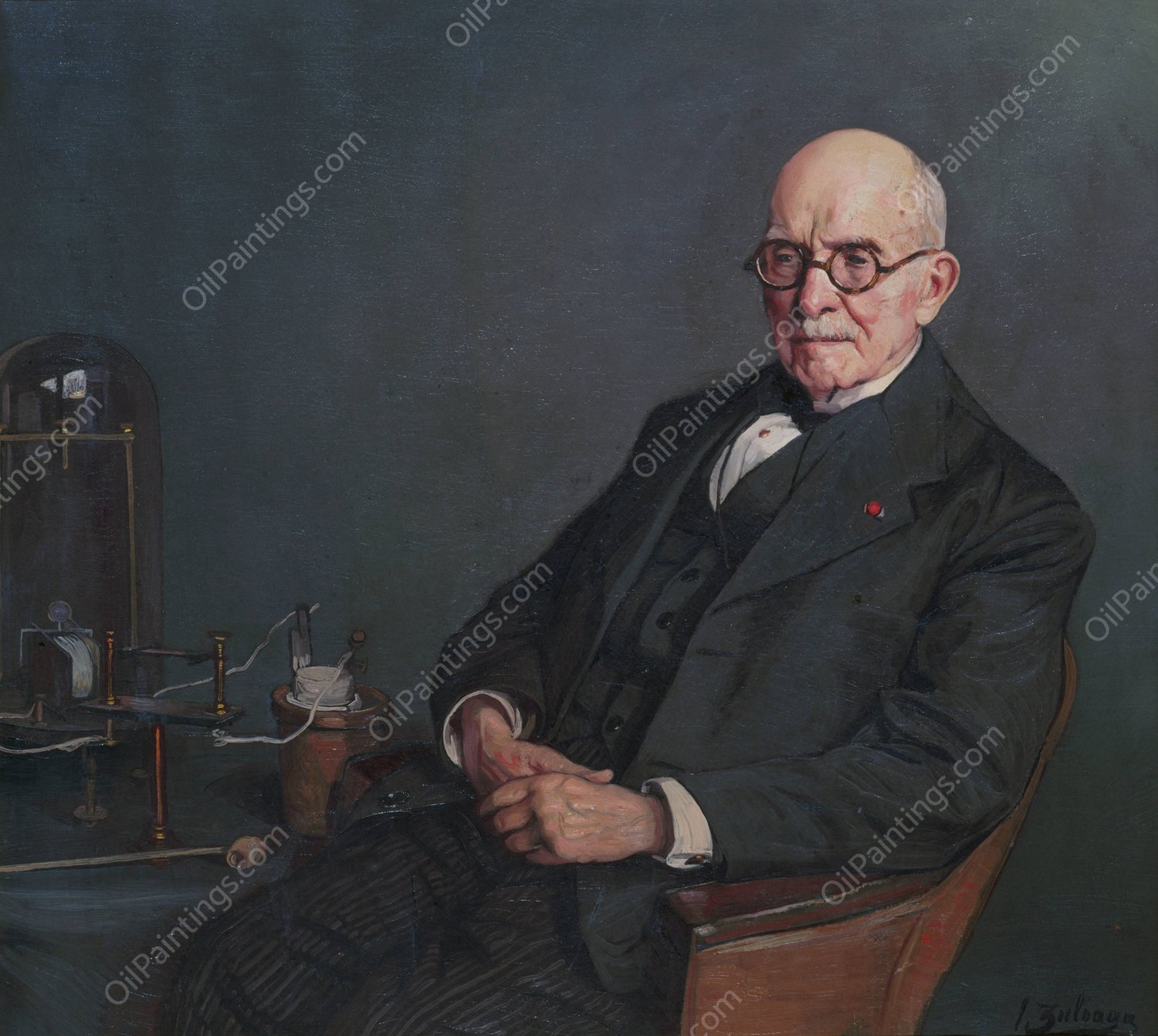 Portrait d'edouard Branly  by Ignacio Zuloaga - Hand-Painted Oil Painting Reproduction