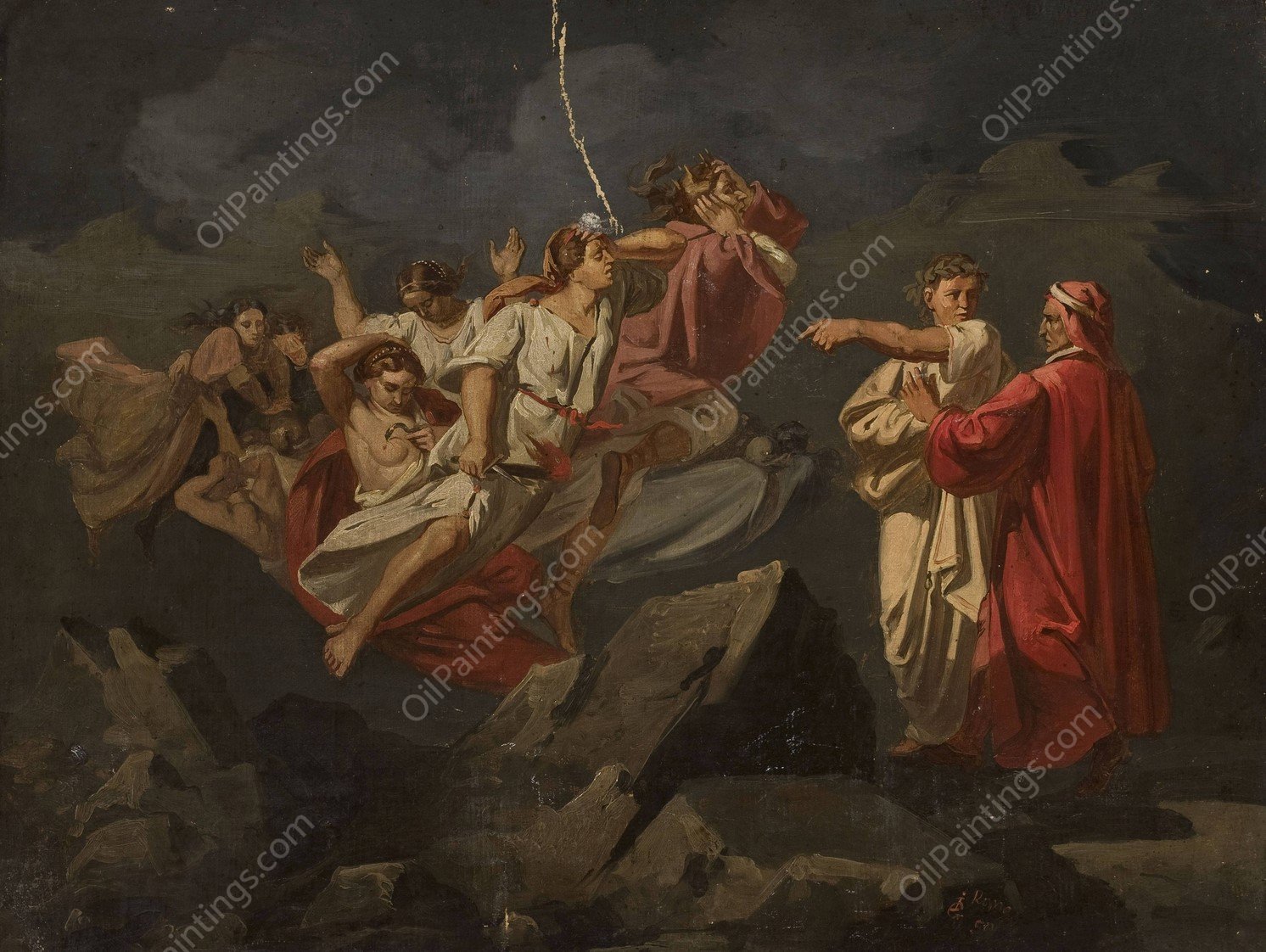 Dante and Vergil  by Ignacy Gierdziejewski - Hand-Painted Oil Painting Reproduction