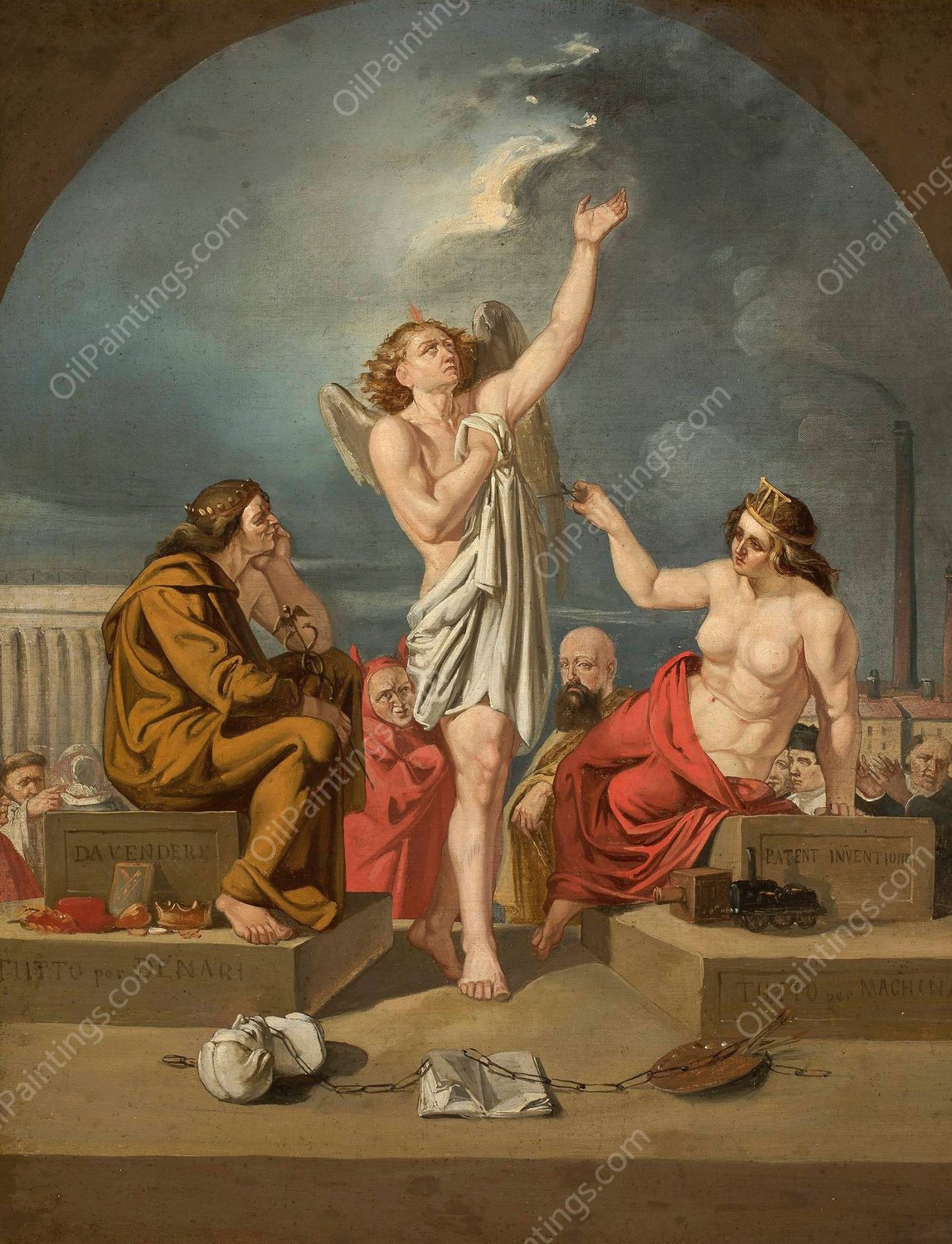 Symbolic scene - Tutto per Machina. Tutto per Denari by Ignacy Gierdziejewski - Hand-Painted Oil Painting Reproduction