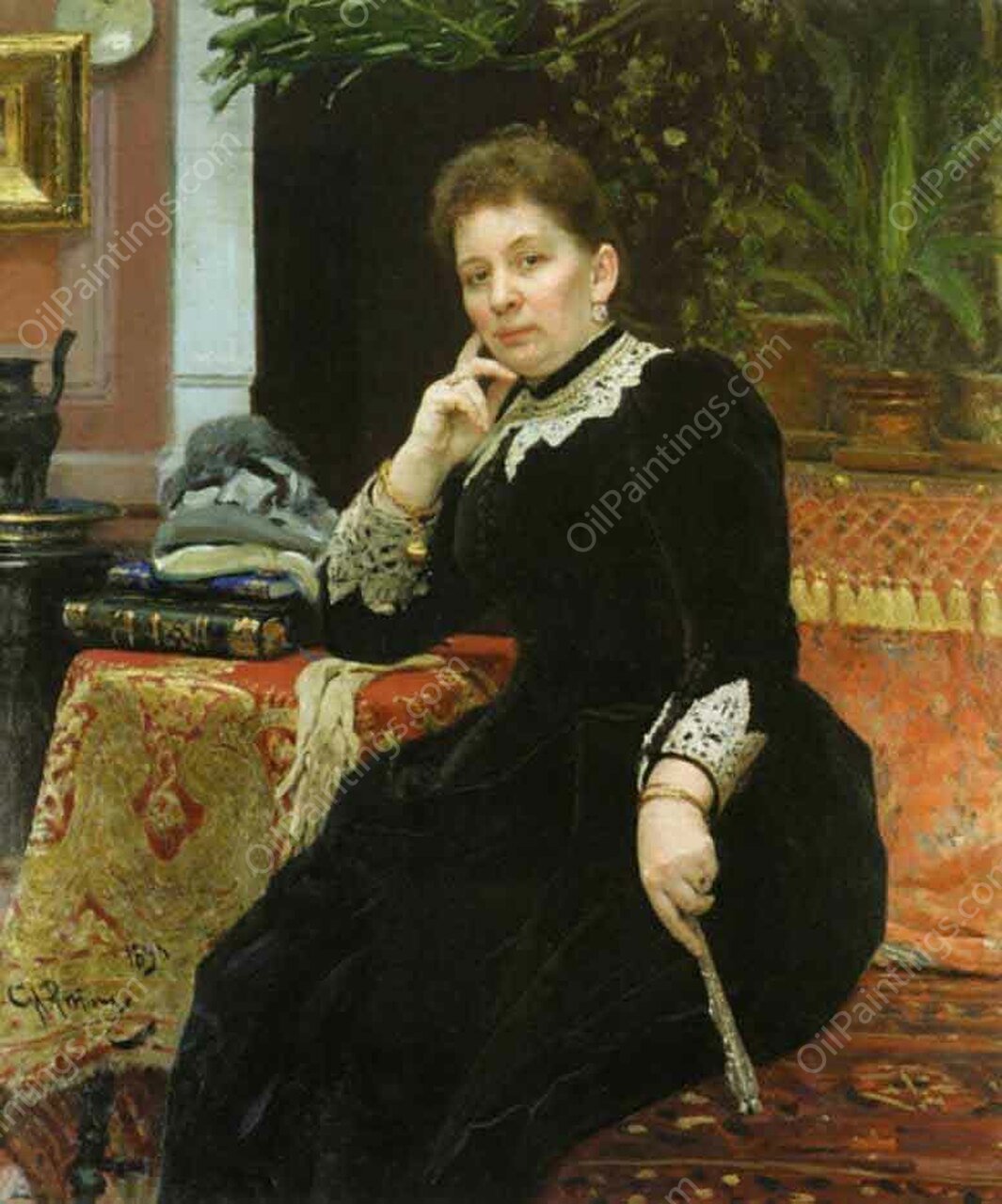 Portrait of O. S. Aleksandrova-Geins by Ilia Efimovich Repin - Hand-Painted Oil Painting Reproduction