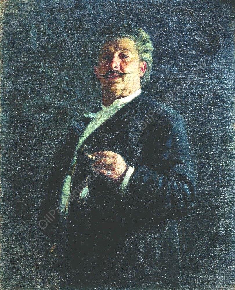 Portrait of Painter and Sculptor Mikhail Osipovich Mikeshin by Ilia Efimovich Repin - Hand-Painted Oil Painting Reproduction