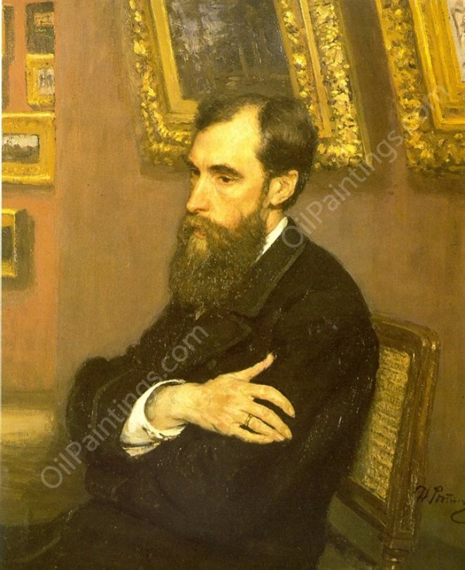 Portrait of Pavel Tretyakov, Founder of the Tretyakov Gallery by Ilia Efimovich Repin - Hand-Painted Oil Painting Reproduction