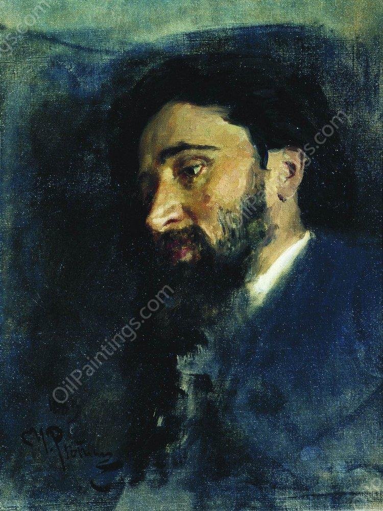 Portrait of Writer Vsevolod Mikhailovich Garshin Study by Ilia Efimovich Repin - Hand-Painted Oil Painting Reproduction