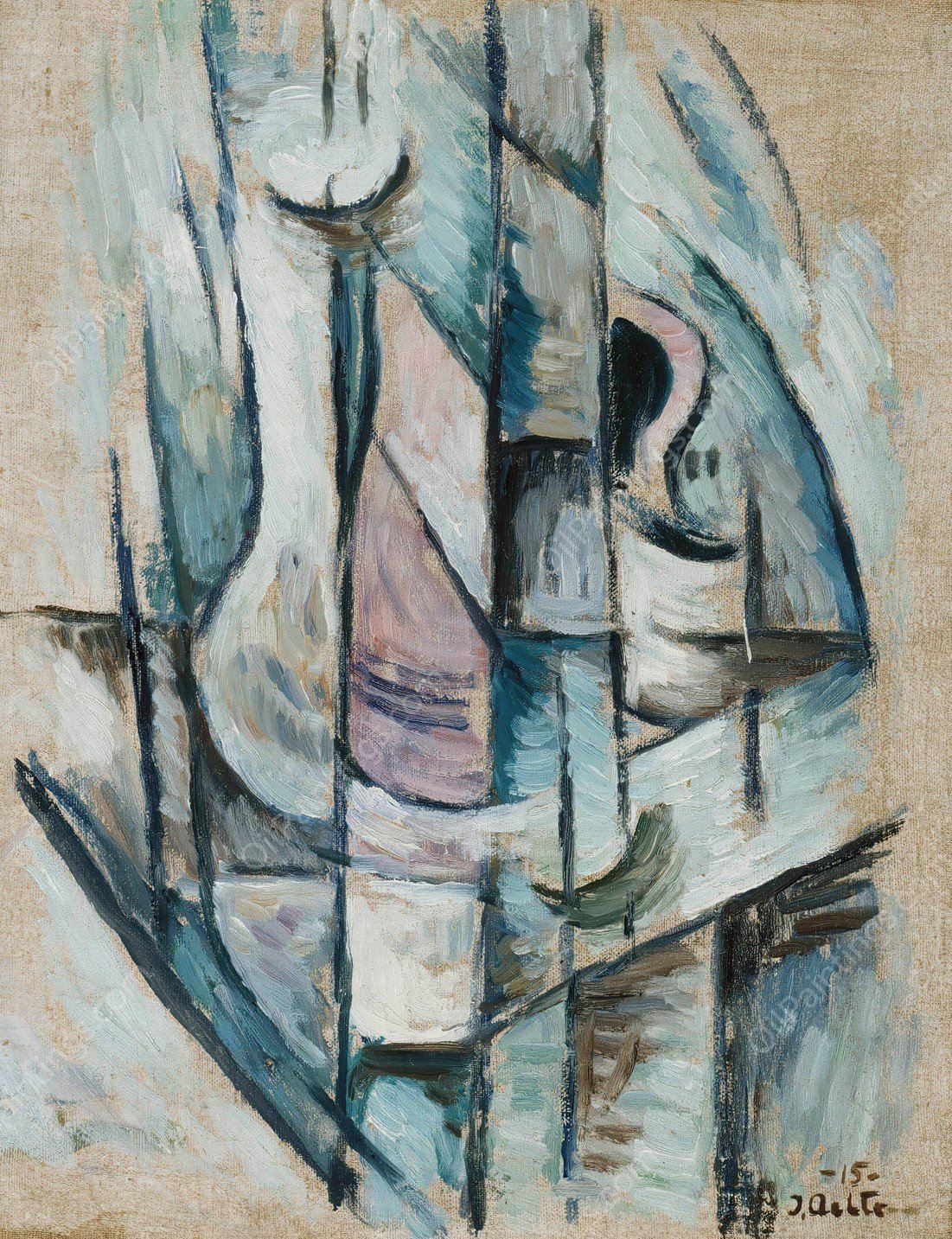 Cubist Still-Life  by Ilmari Aalto - Hand-Painted Oil Painting Reproduction