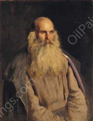 Study of an Old Man by Ilya Repin - Hand-Painted Oil Painting Reproduction