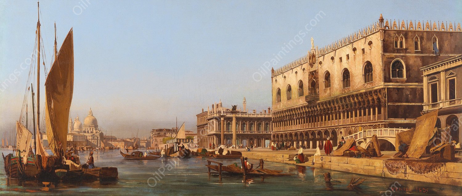 Venice, The Doge's Palace And The Molo by Ippolito Caffi - Hand-Painted Oil Painting Reproduction