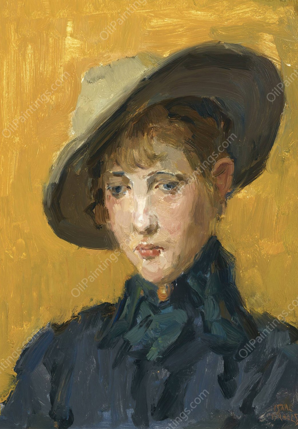 An Elegant Girl In A Hat by Isaac Israels - Hand-Painted Oil Painting Reproduction