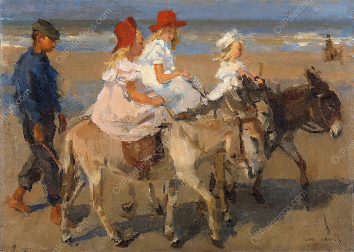 Donkey Rides on the Beach  by Isaac Israels - Hand-Painted Oil Painting Reproduction
