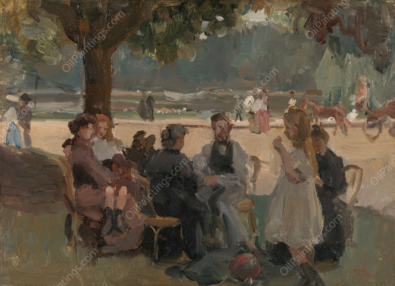 In the Bois de Boulogne near Paris  by Isaac Israels - Hand-Painted Oil Painting Reproduction