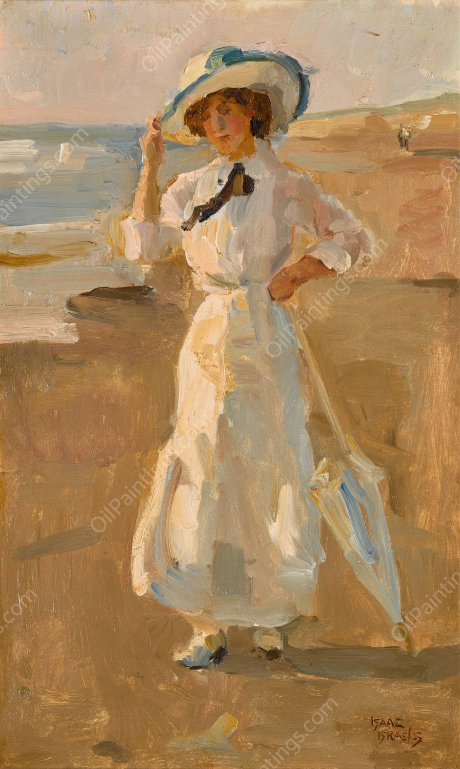 On the beach by Isaac Israels - Hand-Painted Oil Painting Reproduction