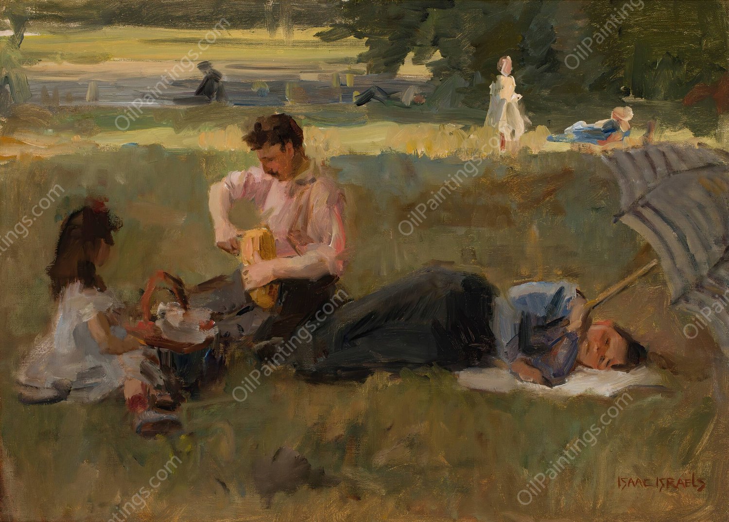 Picnic in the Bois de boulogne, Paris by Isaac Israels - Hand-Painted Oil Painting Reproduction