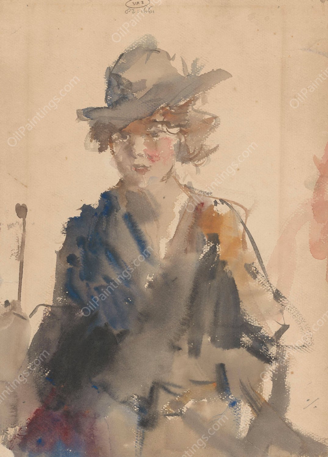 Portret van een vrouw  by Isaac Israels - Hand-Painted Oil Painting Reproduction