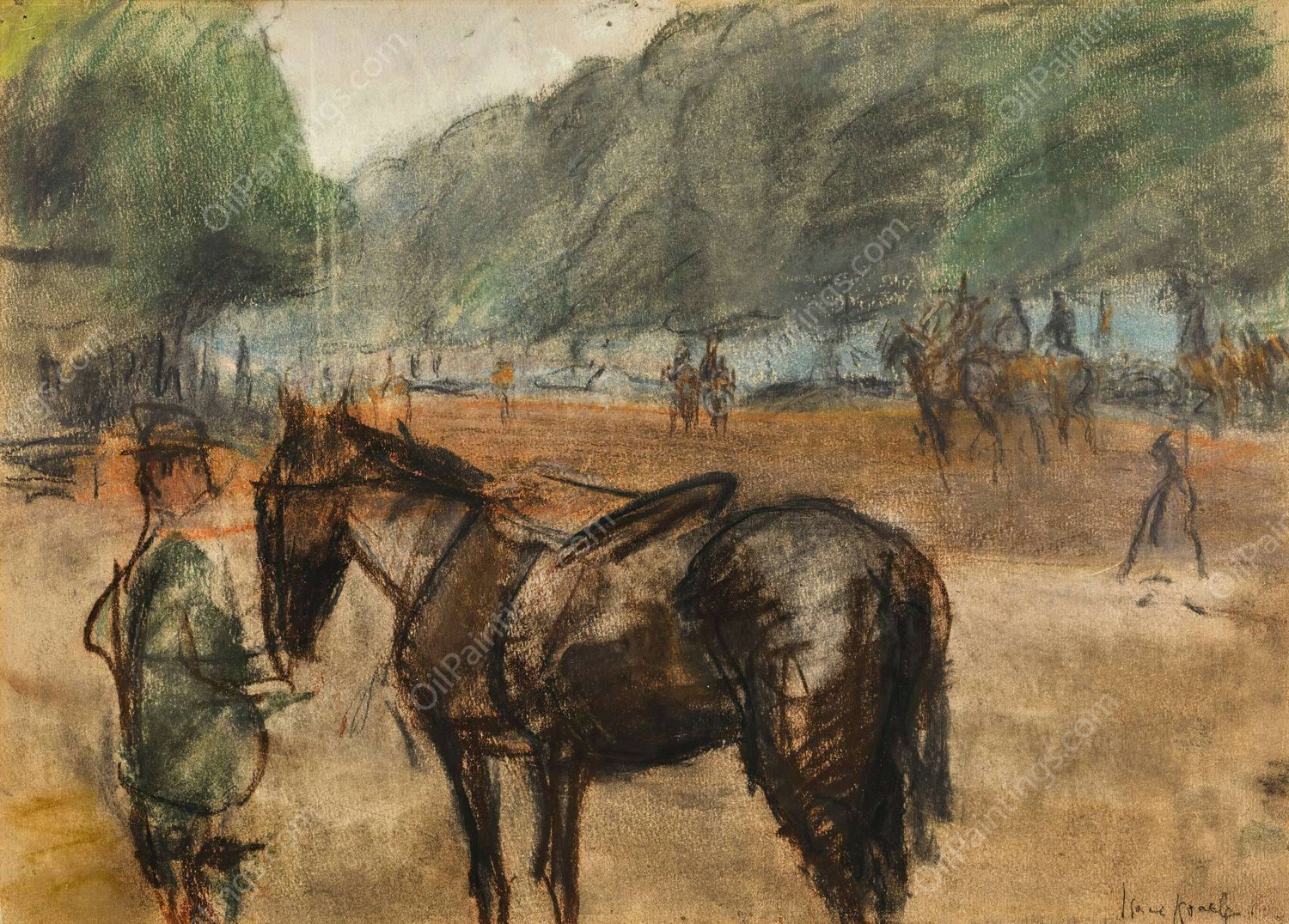 Rotten Row, Hyde Park by Isaac Israels - Hand-Painted Oil Painting Reproduction