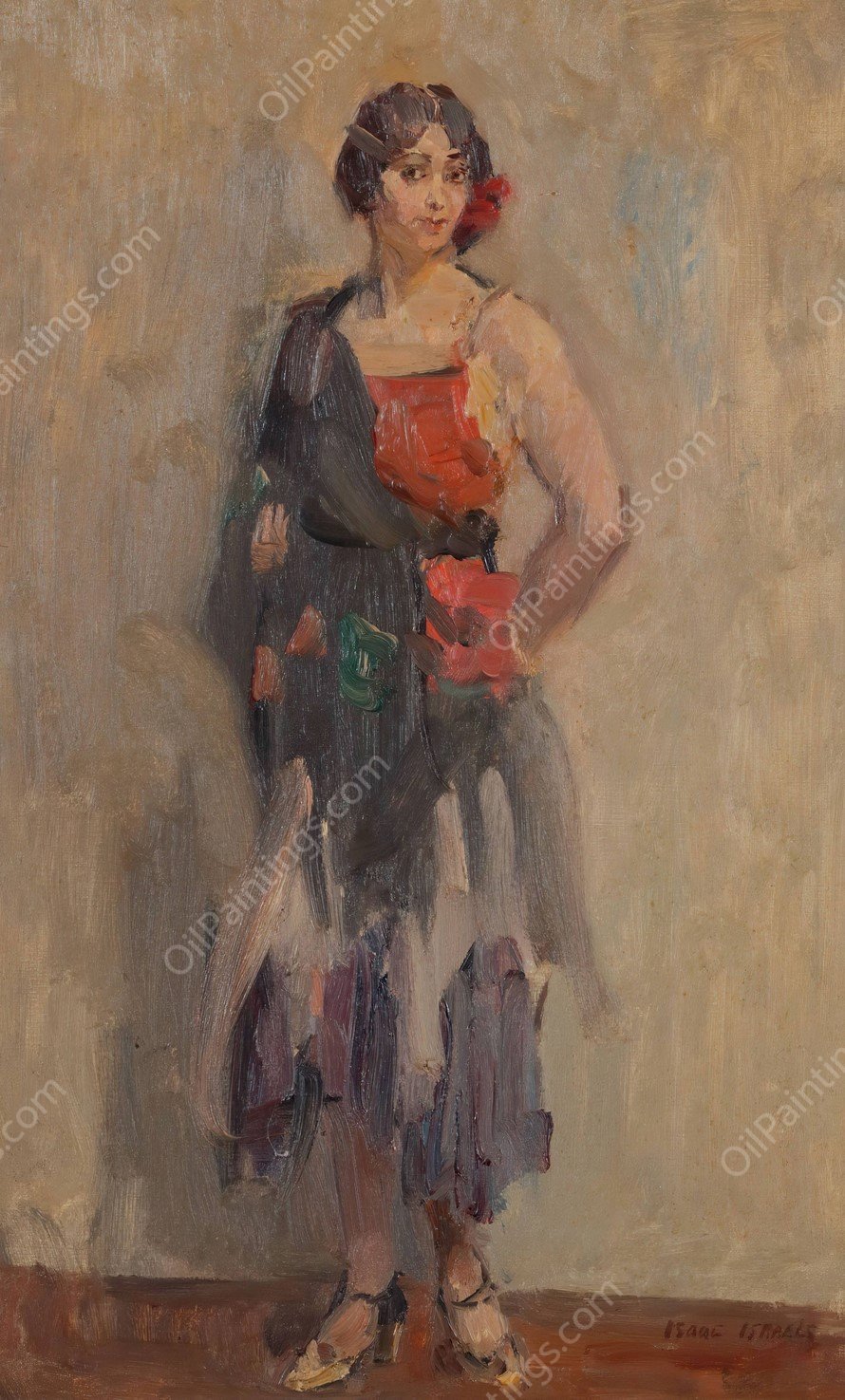 Standing girl  by Isaac Israels - Hand-Painted Oil Painting Reproduction