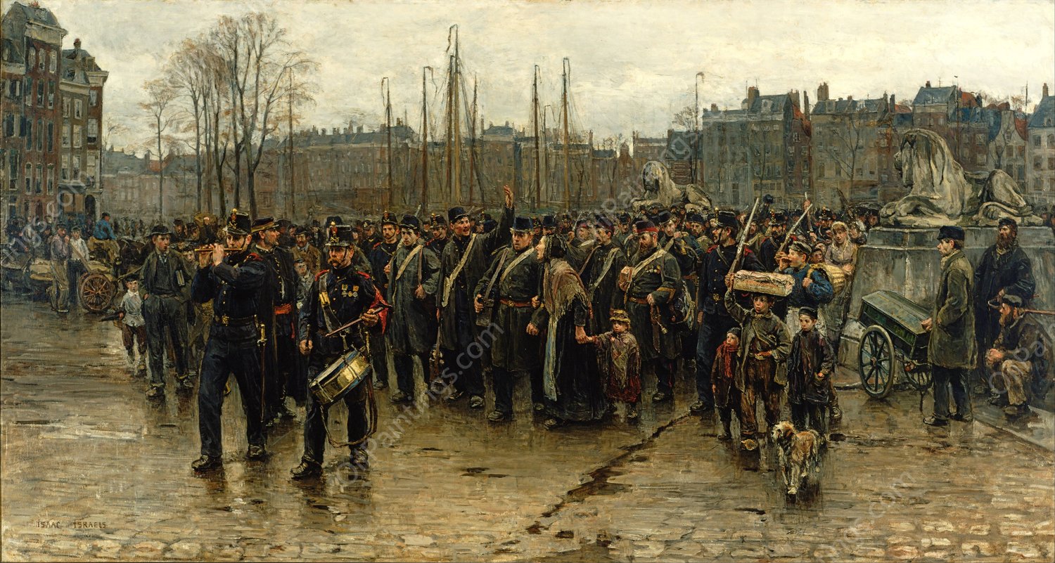 Transport of colonial soldiers  by Isaac Israels - Hand-Painted Oil Painting Reproduction