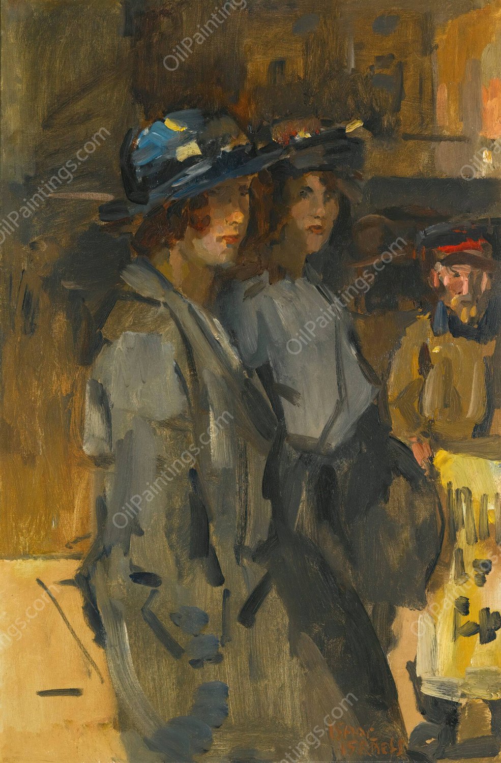 Two cockney girls by Isaac Israels - Hand-Painted Oil Painting Reproduction