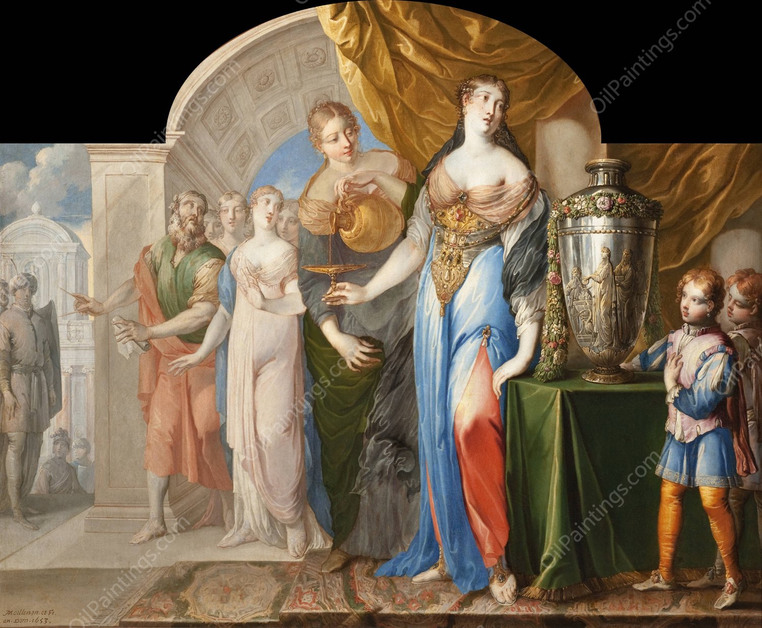 Sophonisbe Drinking Poison  by Isaac Moillon - Hand-Painted Oil Painting Reproduction