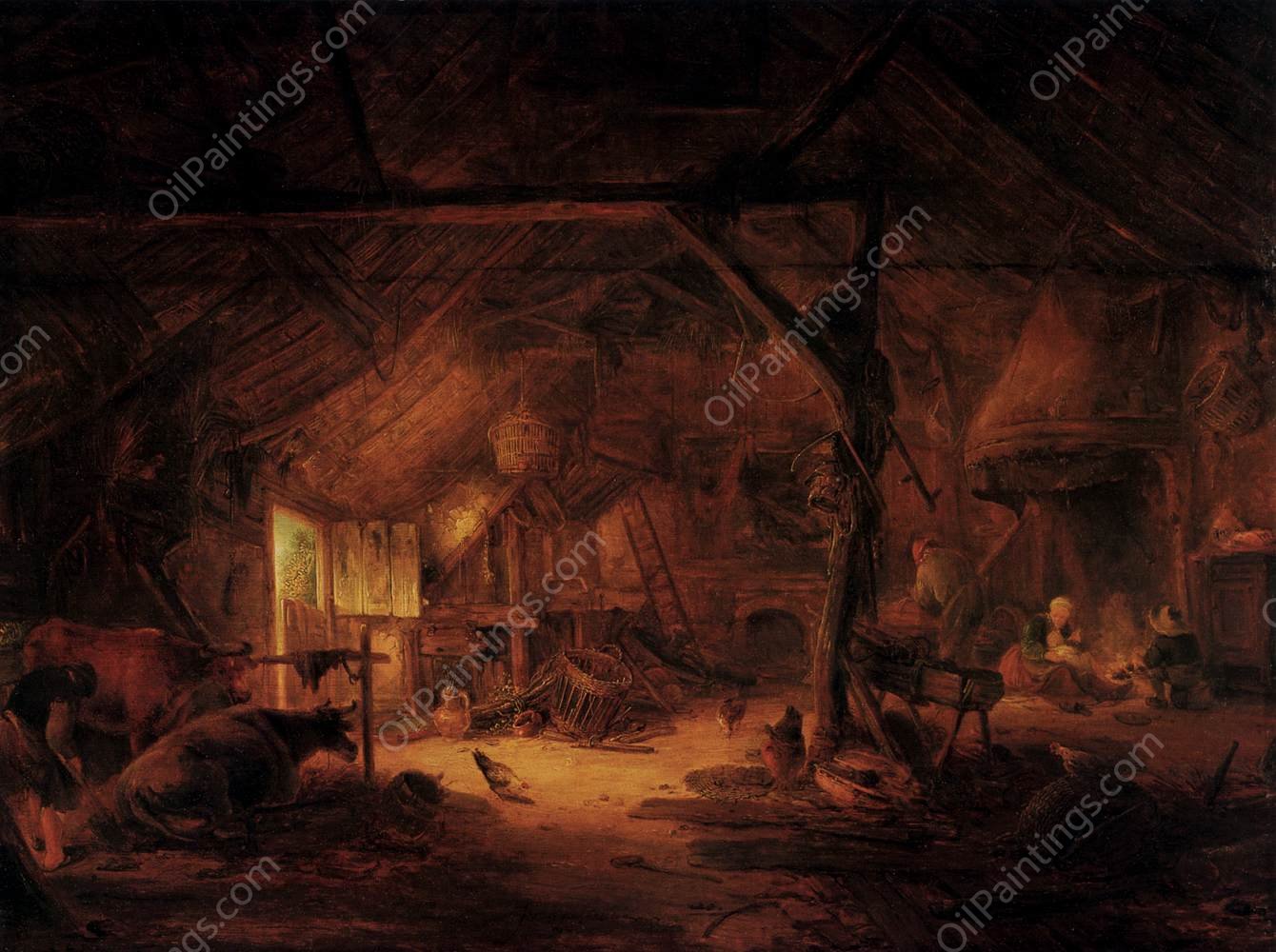 Barn Interior by Isaack Van Ostade - Hand-Painted Oil Painting Reproduction
