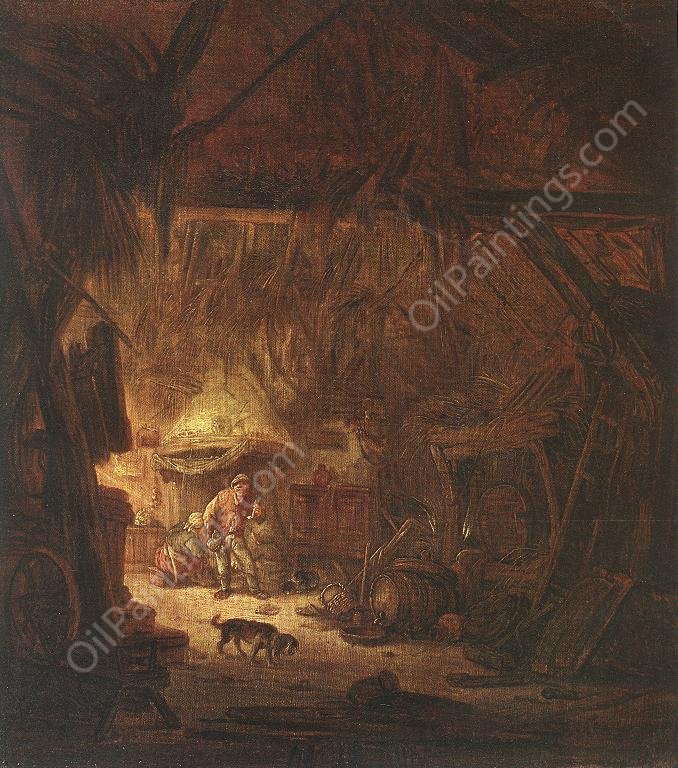 Interior of a Peasant House by Isaack Van Ostade - Hand-Painted Oil Painting Reproduction