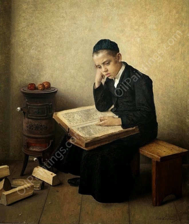 A Difficult Passage in the Talmud by Isidor Kaufmann - Hand-Painted Oil Painting Reproduction