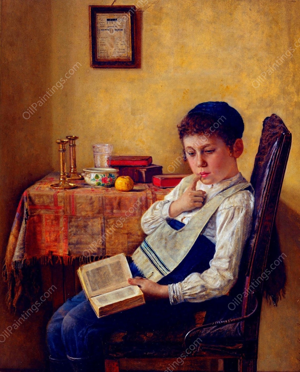 A Yeshiva Boy by Isidor Kaufmann - Hand-Painted Oil Painting Reproduction