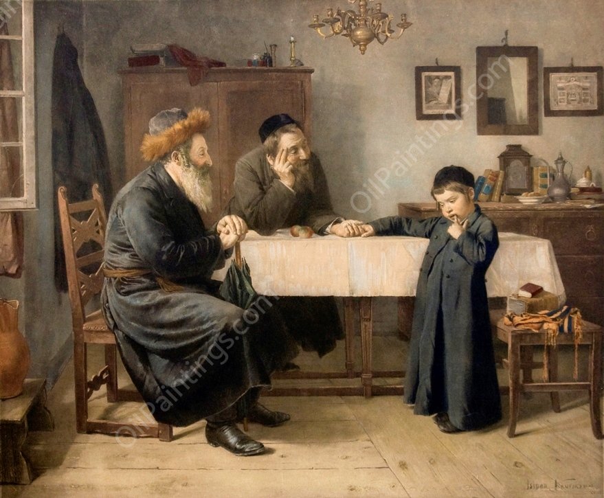 At the Rabbi's House by Isidor Kaufmann - Hand-Painted Oil Painting Reproduction