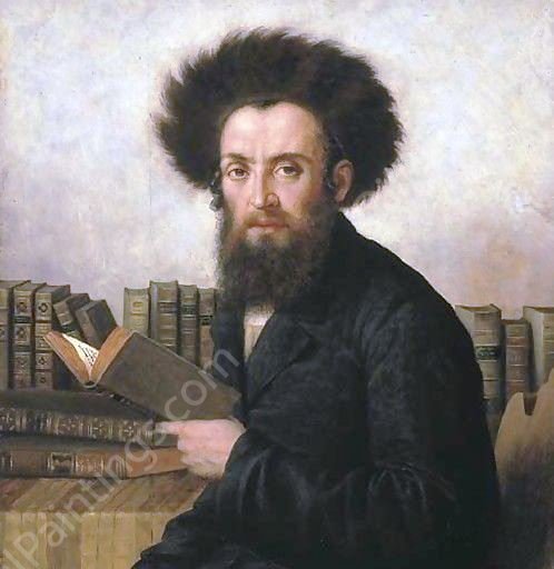 Chassid in Gedanken by Isidor Kaufmann - Hand-Painted Oil Painting Reproduction