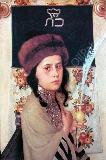 Child with Lulav by Isidor Kaufmann - Hand-Painted Oil Painting Reproduction