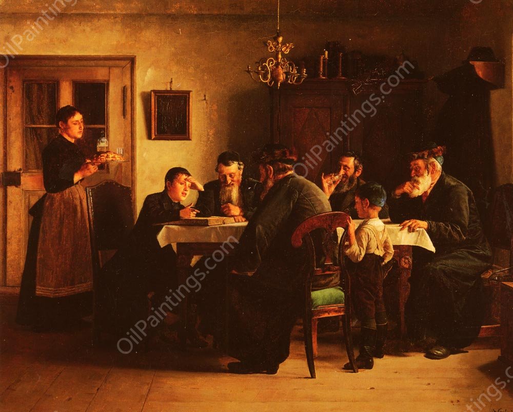 Discussing The Talmud by Isidor Kaufmann - Hand-Painted Oil Painting Reproduction