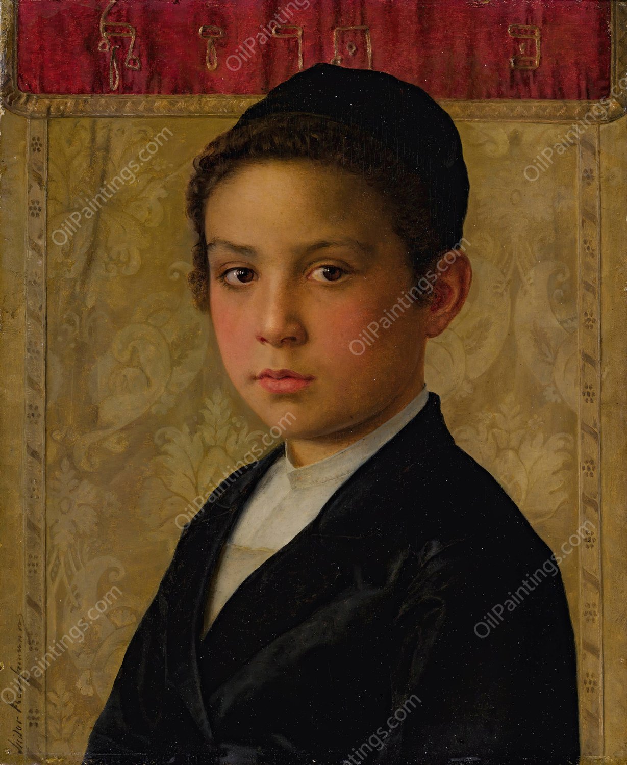 Portrait of a boy by Isidor Kaufmann - Hand-Painted Oil Painting Reproduction