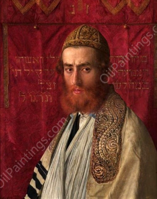 Portrait of a Rabbi Wearing a Kittel and Tallith by Isidor Kaufmann - Hand-Painted Oil Painting Reproduction
