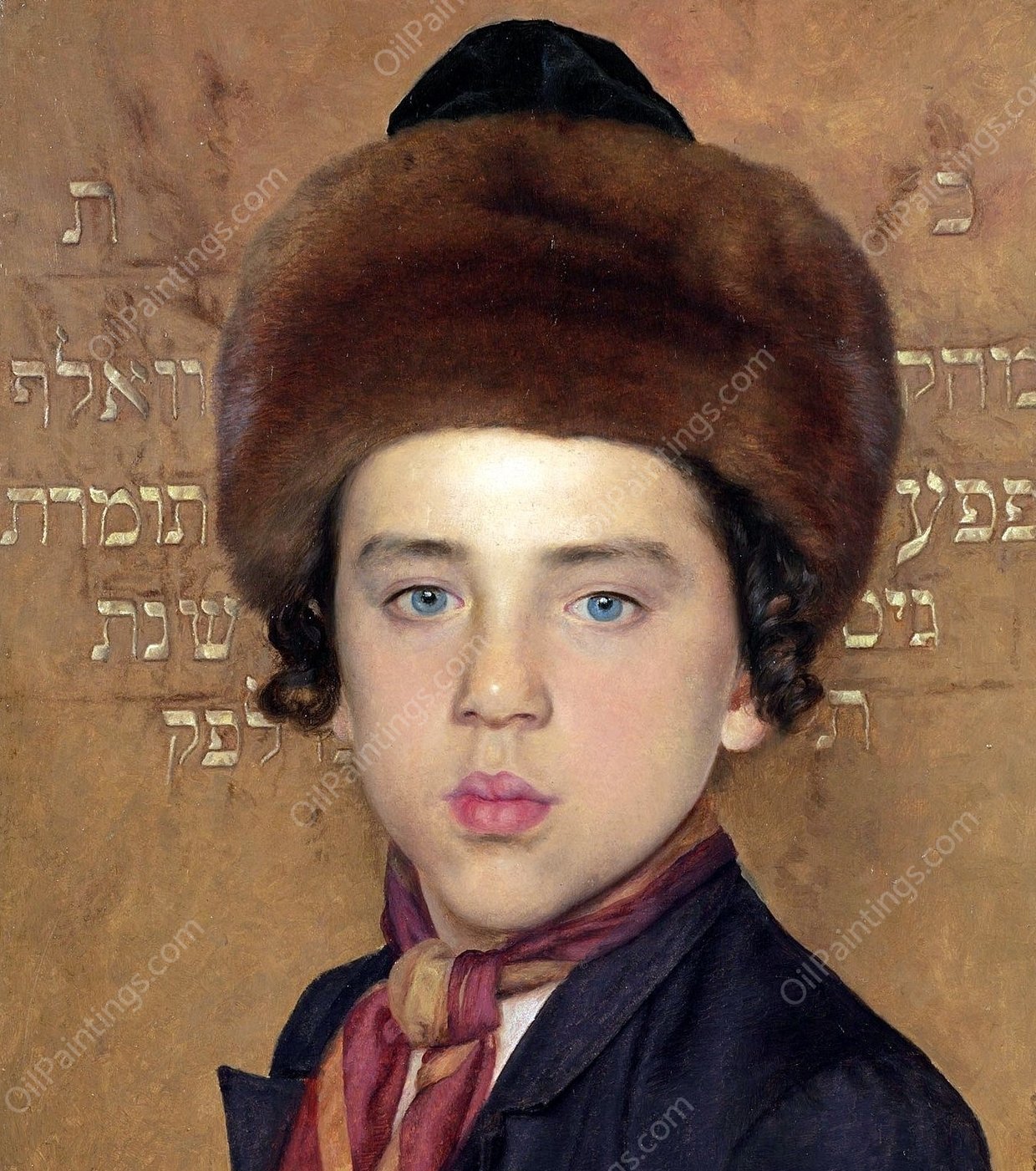 Portrait of a Young Boy by Isidor Kaufmann - Hand-Painted Oil Painting Reproduction