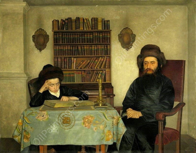 Rabbi With a Young Student by Isidor Kaufmann - Hand-Painted Oil Painting Reproduction