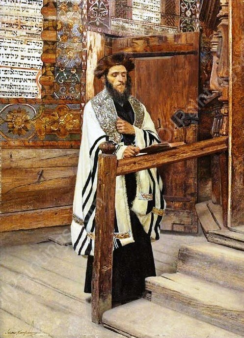 Reading Rabbi in the Courts of the Temple by Isidor Kaufmann - Hand-Painted Oil Painting Reproduction